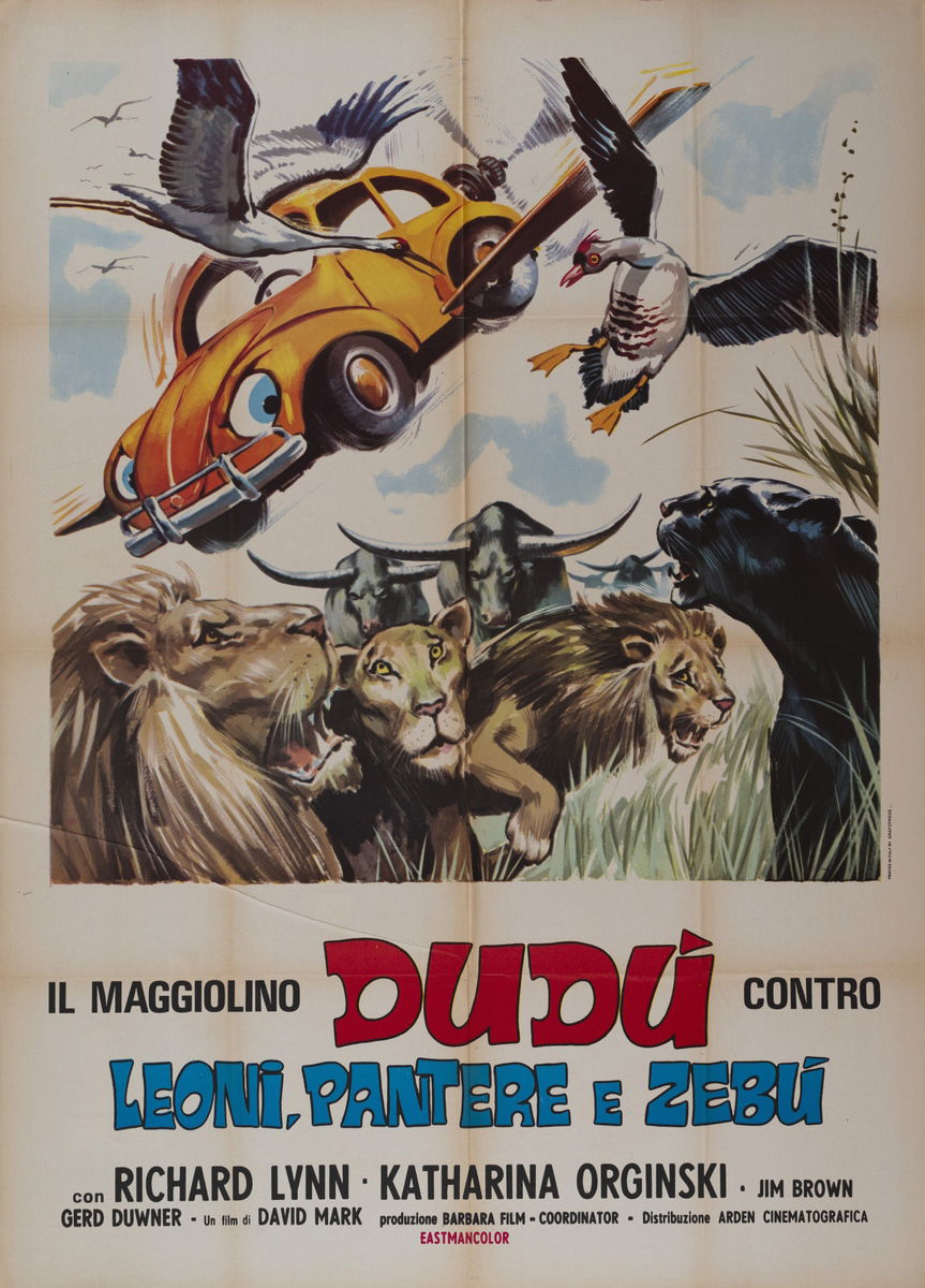 Il maggiolino dudù contro leoni pantere e zebù - Manifesto 1