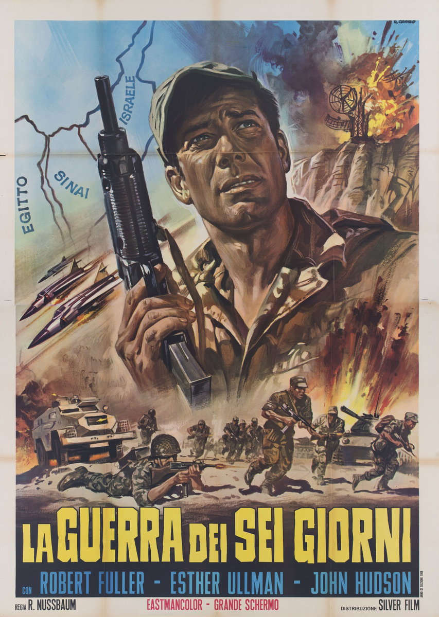 Manifesto 2 per il film La guerra dei sei giorni (1968), dipinto da Renato Casaro (Renè)