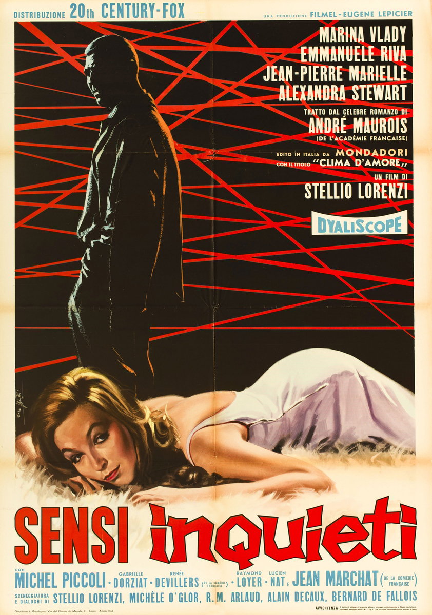 Manifesto 2 per il film Sensi inquieti (1962), dipinto da Lorenzo Nistri (Enzo)