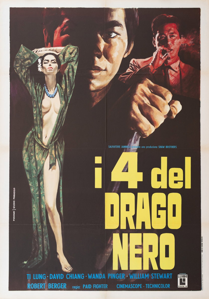 Manifesto 2 per il film I quattro del drago nero (1973), dipinto da Mario Piovano