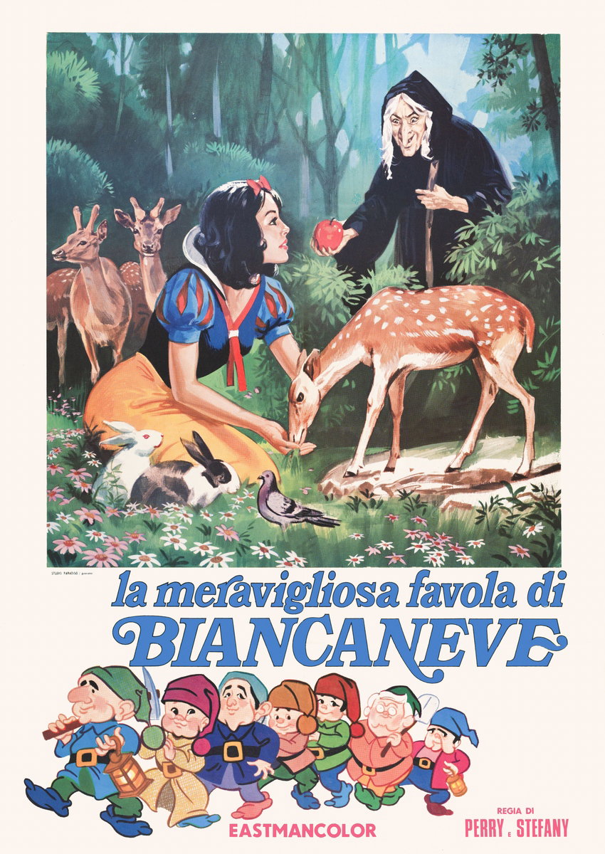 Manifesto 2 per il film La meravigliosa favola di Biancaneve (1971), dipinto da Mario Piovano