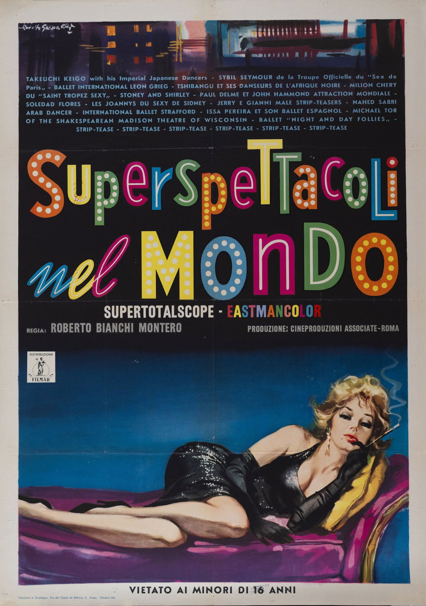 Manifesto 2 per il film Superspettacoli nel mondo (1962), dipinto da Rodolfo Gasparri