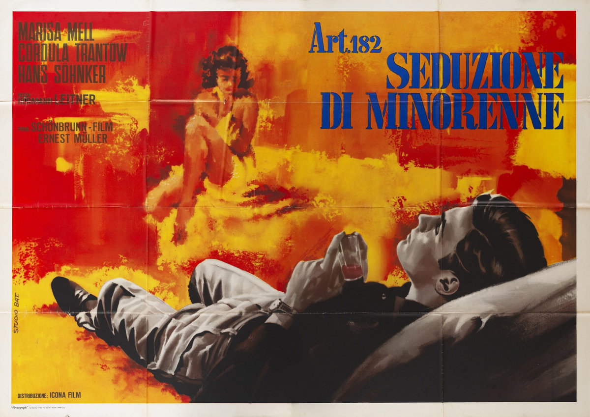 Manifesto 2 per il film Art. 182 Seduzione di minorenne (1965), dipinto da Studio Bat
