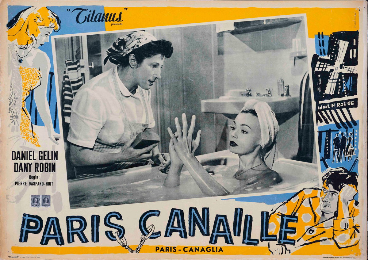 Lobby Card 2 for the film Maid in Paris (1956), painted by Studio Favalli