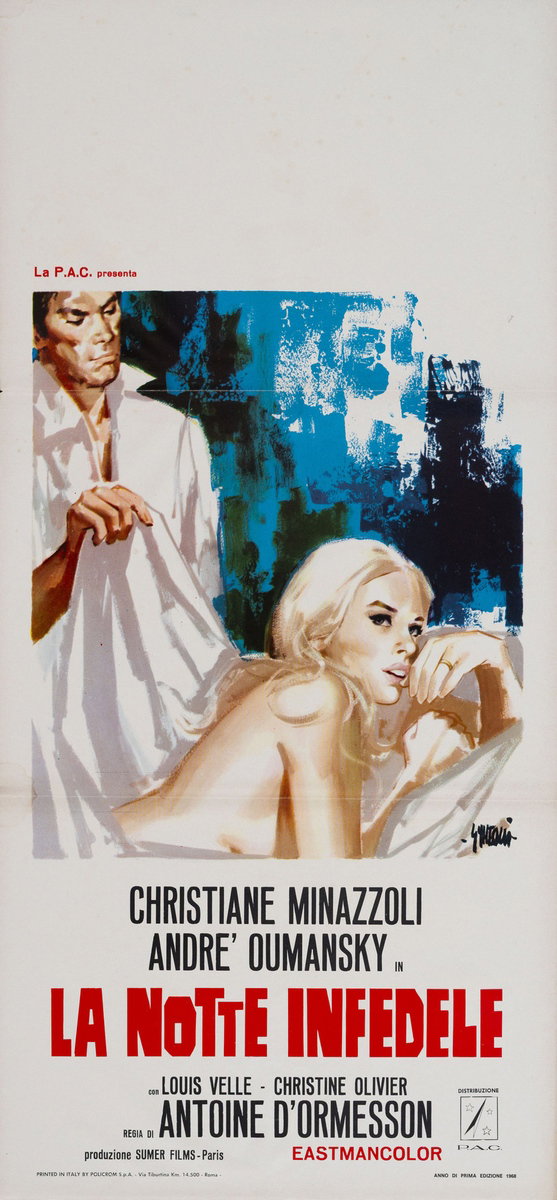 Locandina 2 for the film Unfaithful Night (1968), painted by Sandro Simeoni (Symeoni)