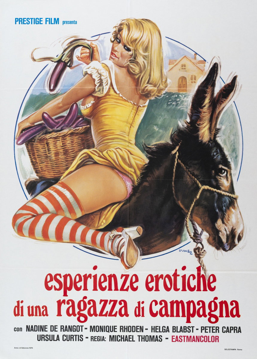 Poster 2 for the film Ranch of the Nymphomaniac Girls (1974), painted by Studio E2 (Sciotti-Tarantelli)