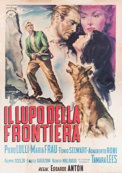 Poster 2 for the film Frontier Wolf (1951), painted by Angelo Cesselon