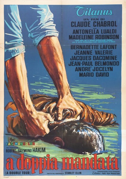 Manifesto 3 per il film A doppia mandata (1959), dipinto da Otello Mauro Innocenti (Maro)
