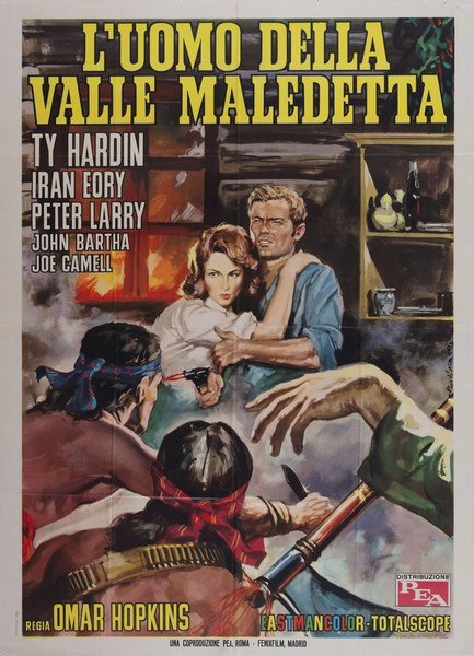 Manifesto 2 per il film L'uomo della valle maledetta (1964), dipinto da Rodolfo Gasparri