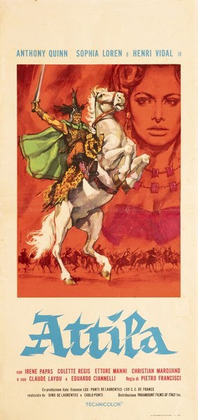 Locandina 2 for the film Attila (1954), painted by Rodolfo Valcarenghi