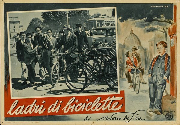 Lobby Card 2 for the film Bicycle Thieves (1948), painted by Carlantonio Longi