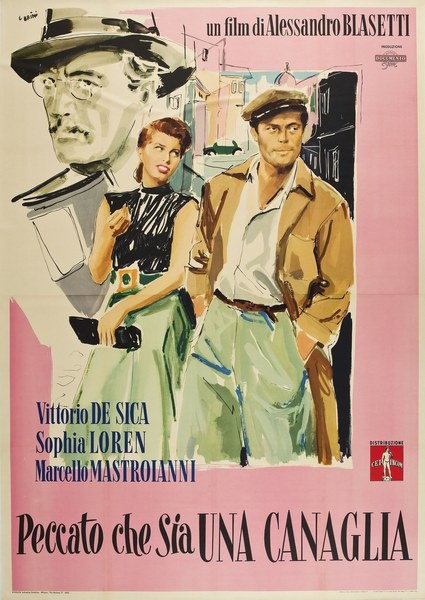 Manifesto 3 per il film Peccato che sia una canaglia (1954), dipinto da Ercole Brini