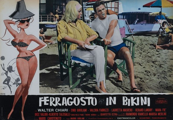 Fotobusta 4 per il film Ferragosto in Bikini (1960), dipinto da Roberto De Seta (Bob)