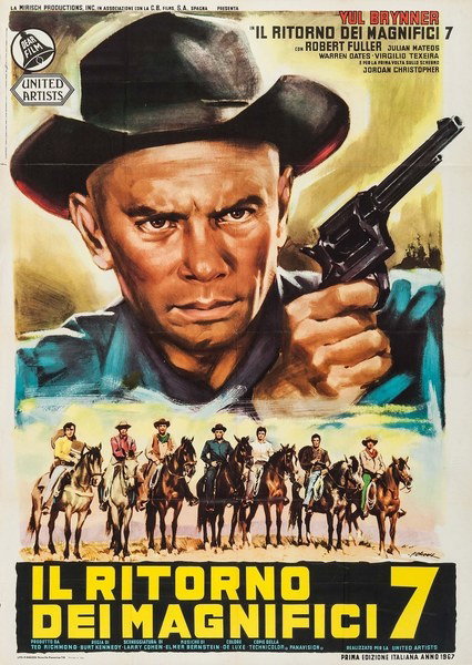 Manifesto 2 per il film Il ritorno dei magnifici sette (1966), dipinto da Giorgio Olivetti