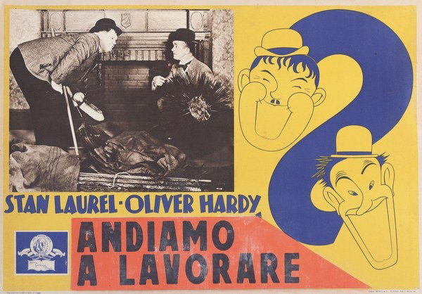 Fotobusta 4 per il film Stanlio e Ollio - Non andiamo a lavorare (1947)