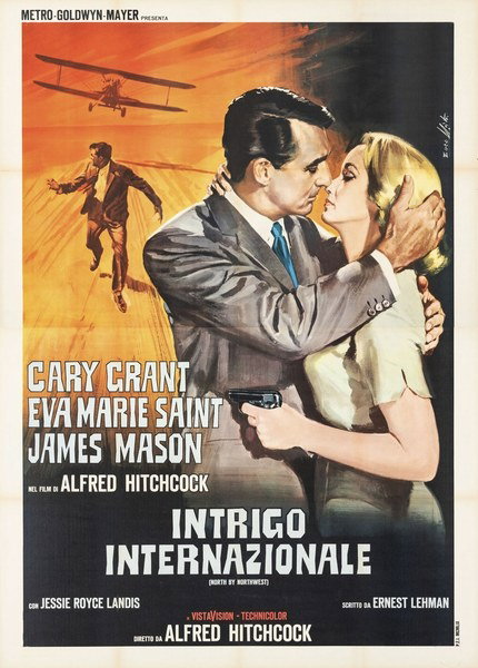Manifesto 5 per il film Intrigo internazionale (1959), dipinto da Lorenzo Nistri (Enzo)
