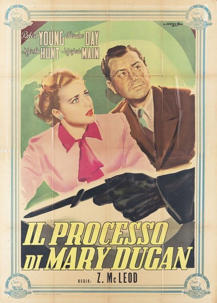 Poster 2 for the film Il processo di Mary Dugan (1951), painted by Angelo Cesselon
