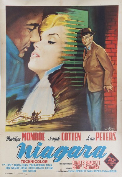 Manifesto 3 per il film Niagara (1953), dipinto da Otello Mauro Innocenti (Maro)