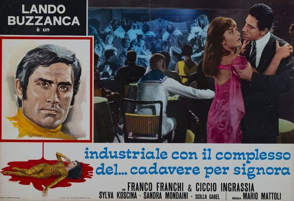 Lobby Card 6 for the film Corpse for the Lady (1964), painted by Ezio Tarantelli