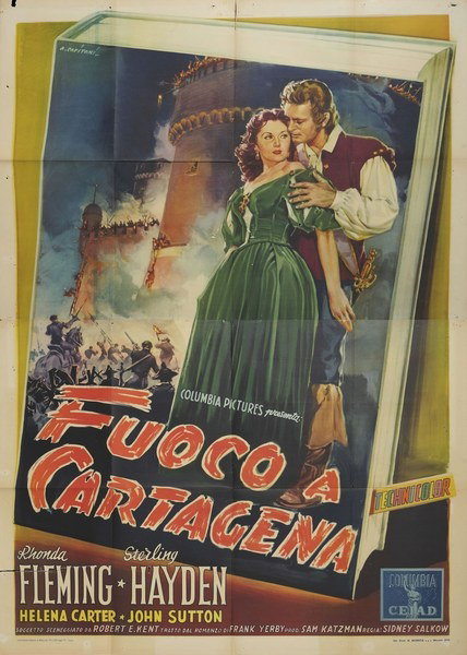 Manifesto 2 per il film Fuoco a Cartagena (1952), dipinto da Alfredo Capitani