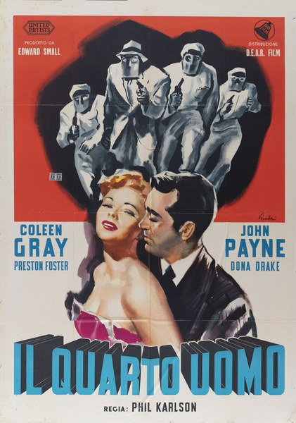 Manifesto 3 per il film Il quarto uomo (1952), dipinto da Nicola Simbari