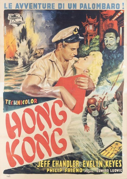 Manifesto 2 per il film Hong Kong (1951), dipinto da Arnaldo De Amicis (Aldo)