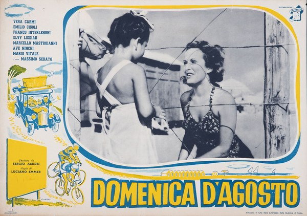 Fotobusta 4 per il film Domenica d'agosto (1950), dipinto da Guerri