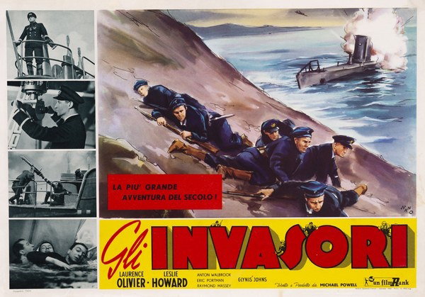 Fotobusta 4 per il film Gli invasori - 49° parallelo (1941), dipinto da Silvano Campeggi (Nano)