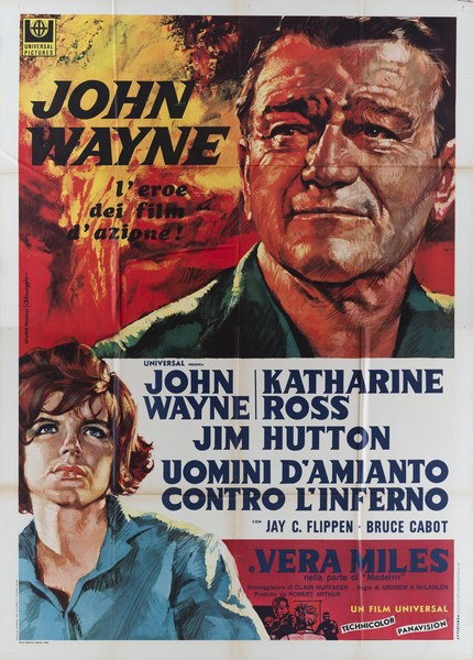 Poster 2 for the film Hellfighters (1968), painted by Rodolfo Valcarenghi