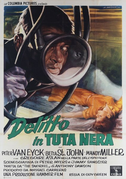 Manifesto 2 per il film Delitto in tuta nera (1958), dipinto da Alfredo Capitani