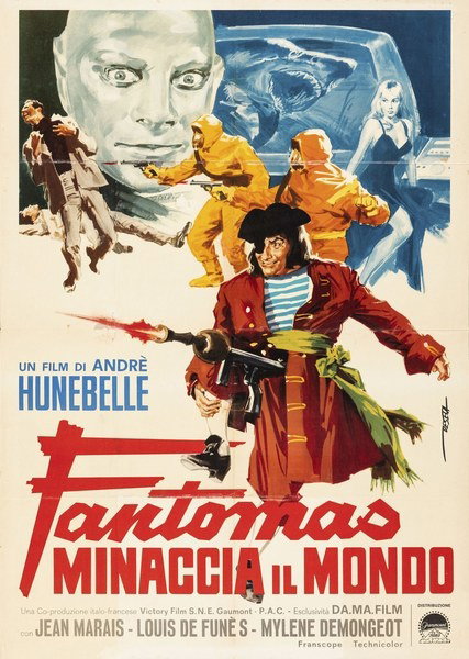 Poster 2 for the film Fantomas Unleashed (1965), painted by Enrico De Seta