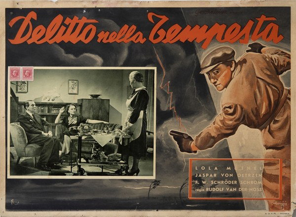Fotobusta 2 per il film Delitto nella tempesta (1939), dipinto da Renato Ferrini