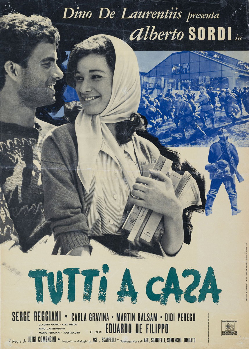 Fotobusta 5 per il film Tutti a casa (1960), dipinto da Enrico De Seta