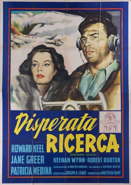 Manifesto 2 per il film Disperata ricerca (1952), dipinto da V. Parente