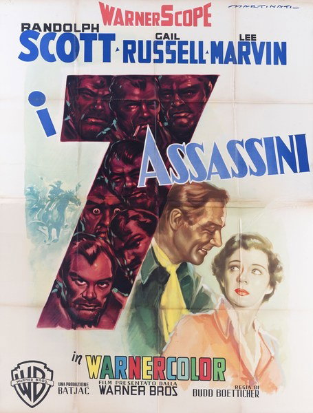 Poster 2 for the film Seven Men from Now (1956), painted by Luigi Martinati