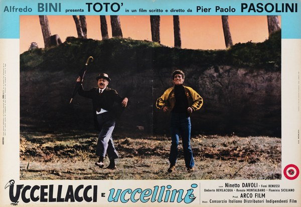 Lobby Card 8 for the film The Hawks and the Sparrows (1966), painted by Renato Ferrini