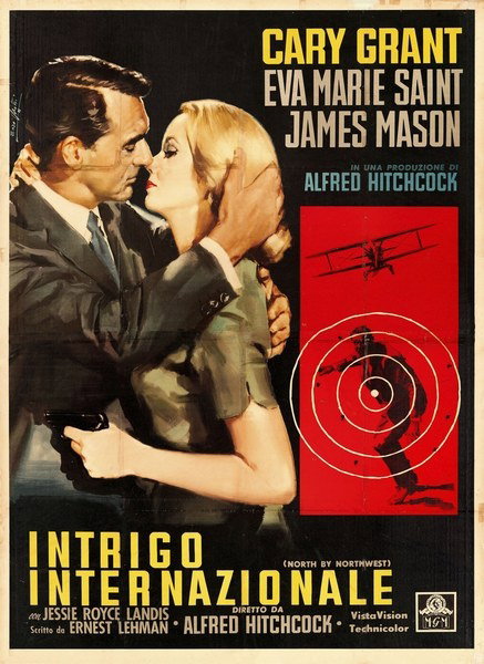 Manifesto 6 per il film Intrigo internazionale (1959), dipinto da Lorenzo Nistri (Enzo)