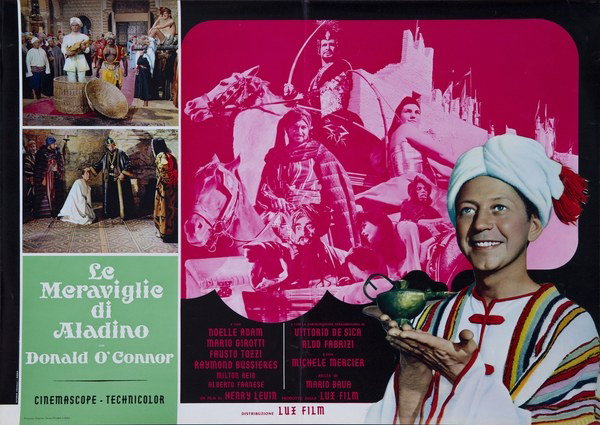 Lobby Card 3 for the film The Wonders of Aladdin (1961), painted by Studio Favalli