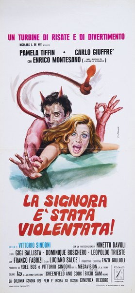 Locandina 2 for the film The Lady Has Been Raped (1973), painted by Ezio Tarantelli