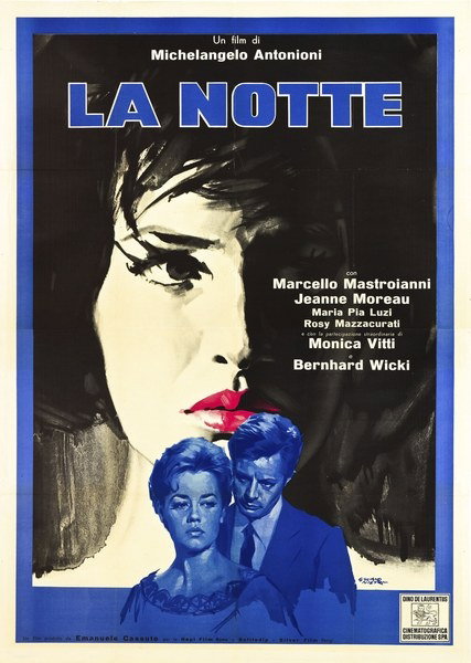 Manifesto 2 per il film La notte (1961), dipinto da Giuliano Nistri