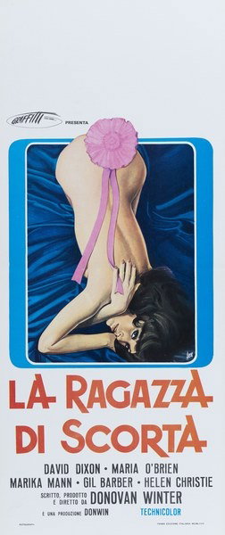 Locandina 2 per il film La ragazza di scorta (1975), dipinto da Giovanni Alessandri (Aller)