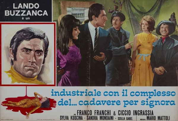 Lobby Card 7 for the film Corpse for the Lady (1964), painted by Ezio Tarantelli