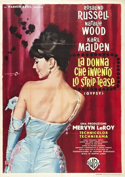 Manifesto 2 per il film La donna che inventò lo strip-tease (1962), dipinto da Angelo Cesselon