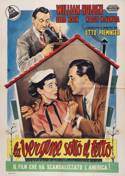 Manifesto 1 per il film La vergine sotto il tetto (1953), dipinto da Carlantonio Longi