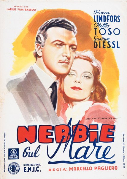 Fotobusta 3 per il film Nebbie sul mare (1946), dipinto da Luigi Martinati