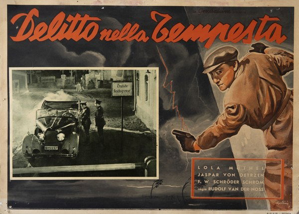 Lobby Card 3 for the film Delitto nella tempesta (1939), painted by Renato Ferrini