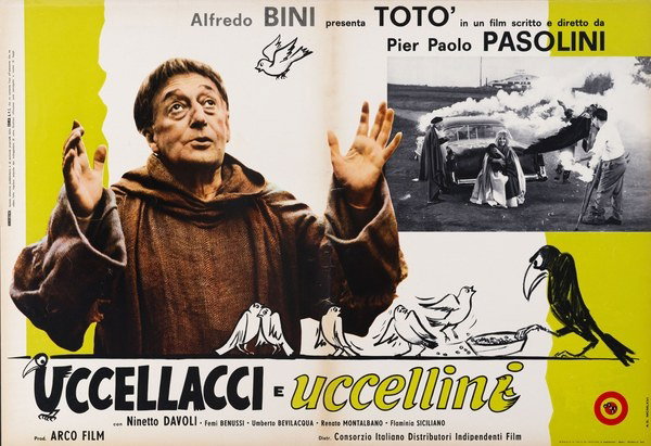 Lobby Card 10 for the film The Hawks and the Sparrows (1966), painted by Renato Ferrini