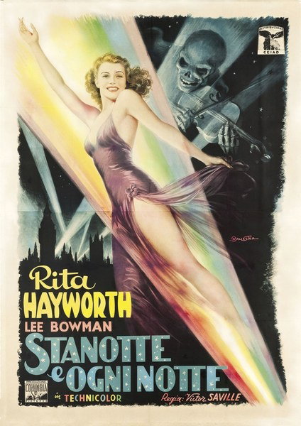 Manifesto 2 per il film Stanotte ed ogni notte (1945), dipinto da Anselmo Ballester