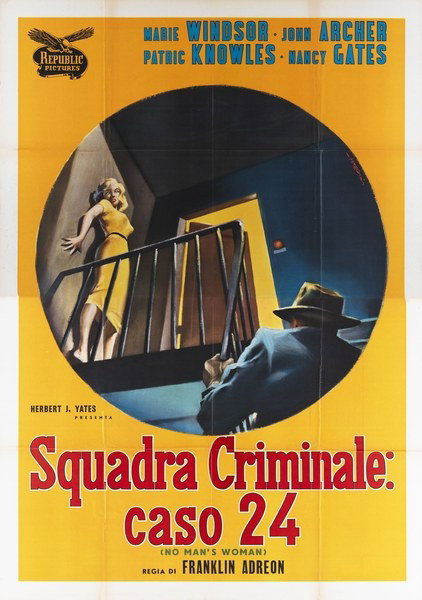Manifesto 2 per il film Squadra criminale: caso 24 (1955), dipinto da Sandro Simeoni (Symeoni)