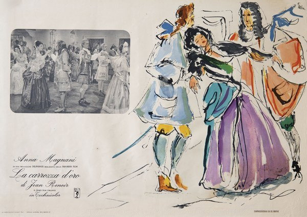 Fotobusta 8 per il film La carrozza d'oro (1952), dipinto da Ercole Brini